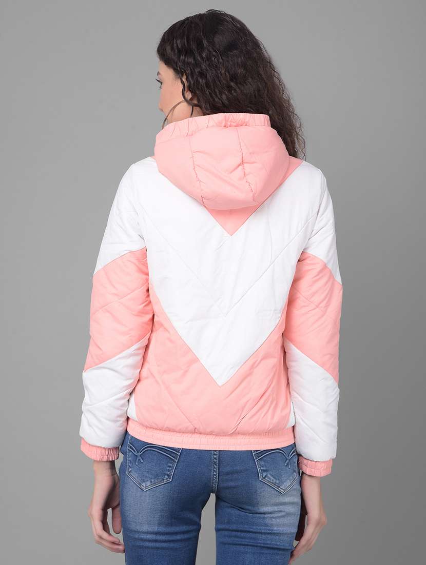 women pink and white color block polyester jacket - 20512725 -  Standard Image - 3