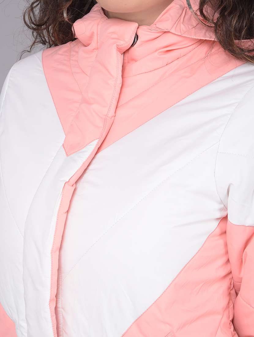 women pink and white color block polyester jacket - 20512725 -  Standard Image - 5