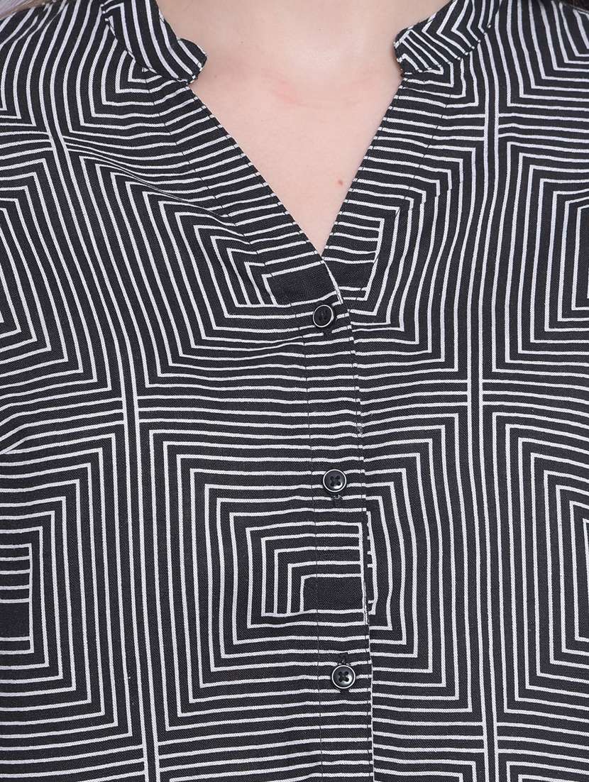 Women Black Geometric Printed Regular Shirt - 20512747 -  Standard Image - 5