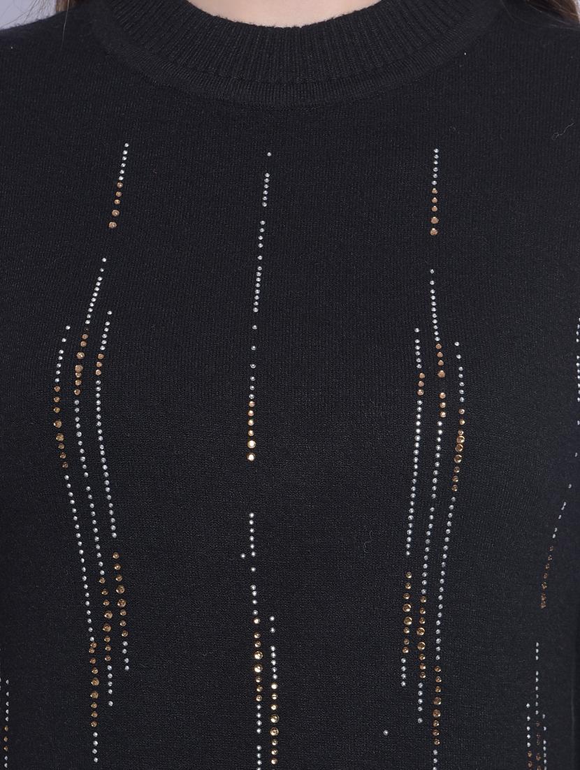 black viscose embellished pullover - 20512749 - Standard Image - 5
