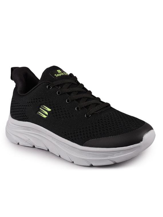 men solid black lace up sport shoe - 20512880 -  Zoom Image - 0