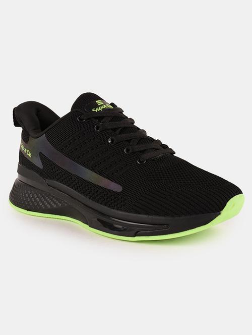 men solid black lace up sport shoe - 20512897 - Standard Image - 0