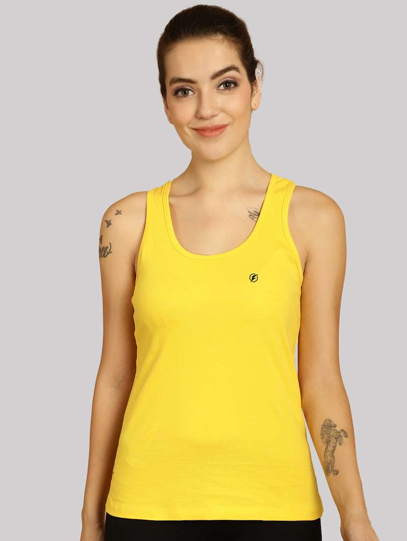 women solid tank top
