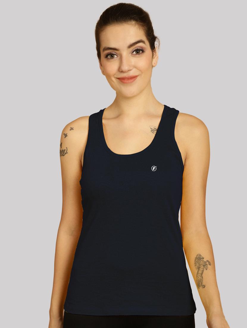 women solid tank top