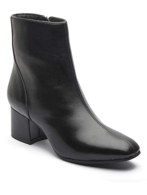 women solid black zipper closure ankle height boots - 20519367 -  Standard Image - 0