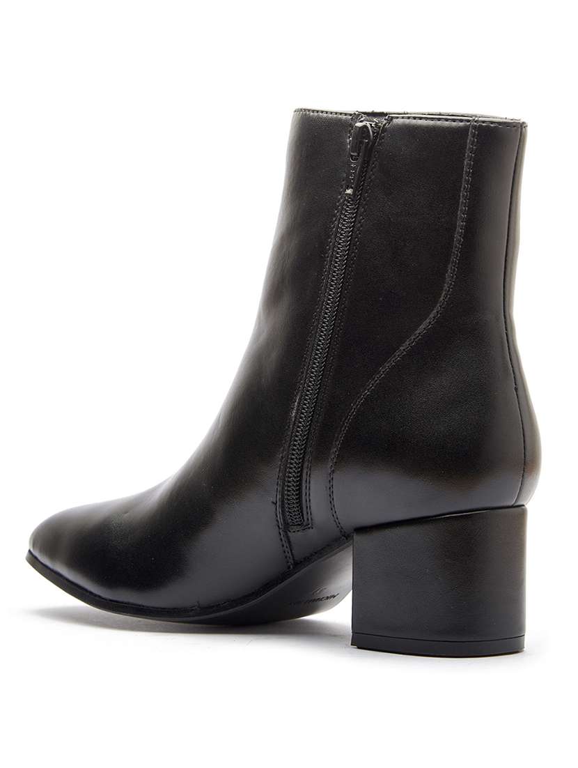 women solid black zipper closure ankle height boots - 20519367 -  Standard Image - 3