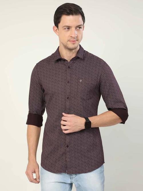 burgundy cotton casual shirt - 20519603 - Standard Image - 0