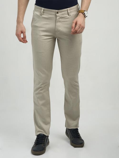 men mid rise solid flat front casual trouser - 20519650 -  Standard Image - 0