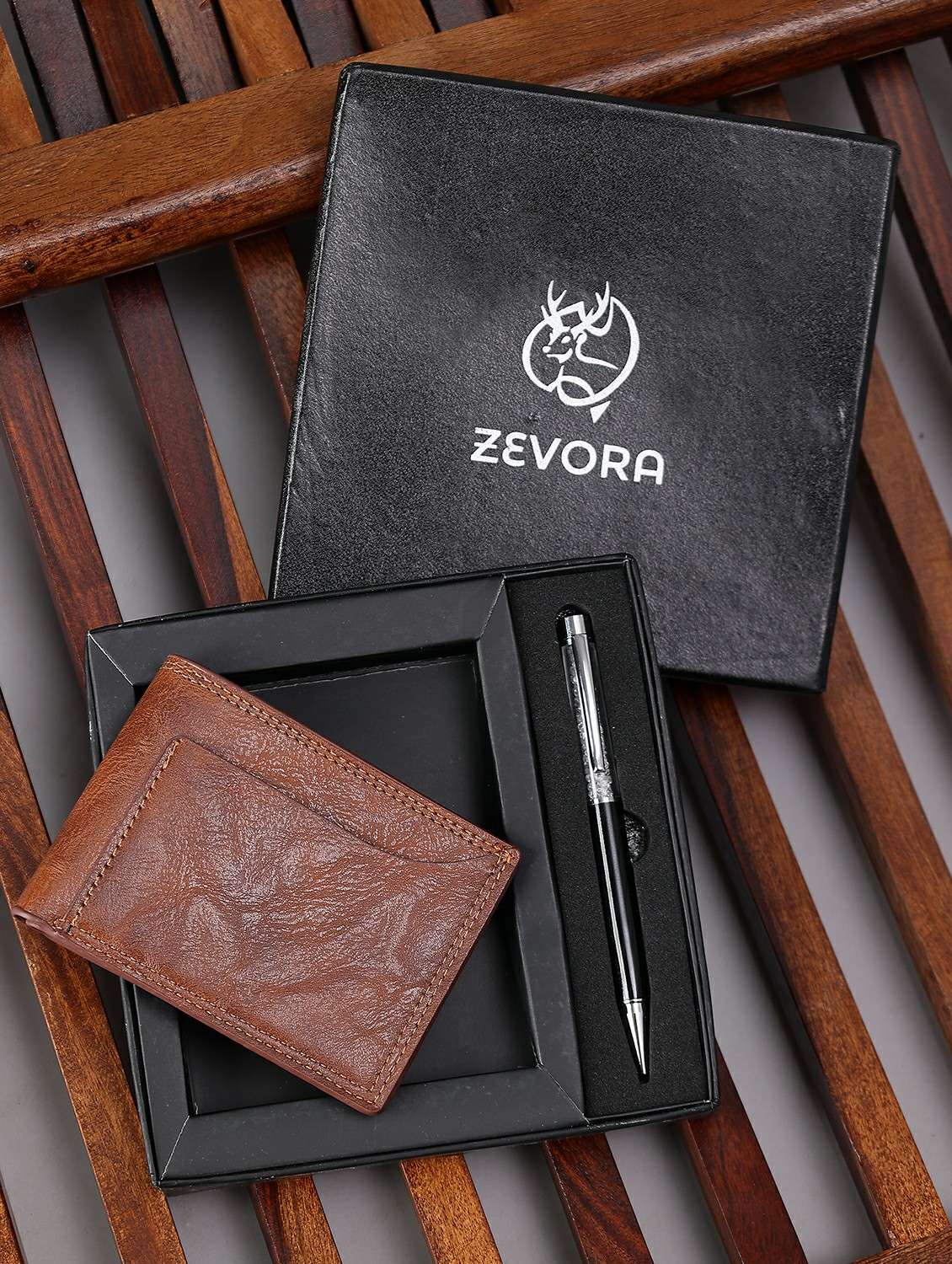 men pen & wallet leather gift combo