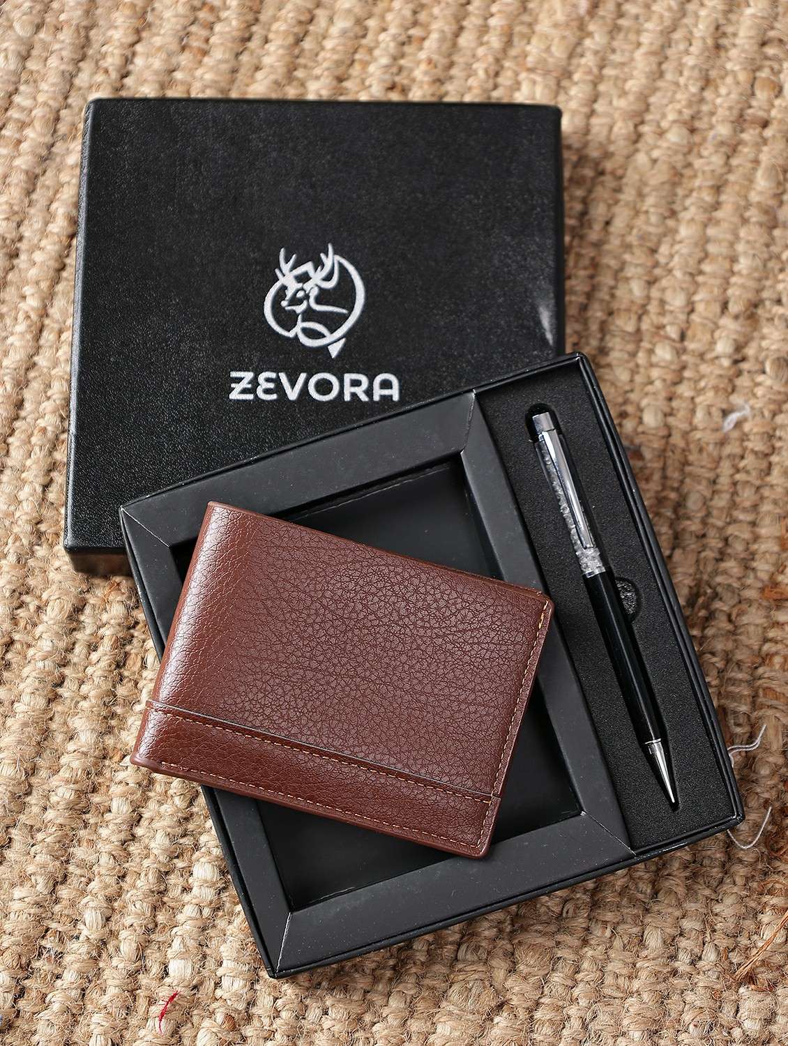 men pen & wallet leather gift combo