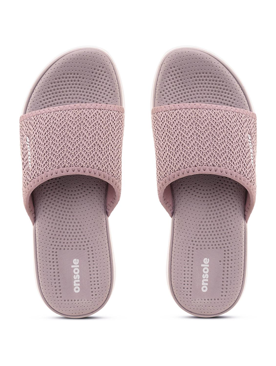 women textured nude colored flip flops - 20519865 -  Zoom Image - 0