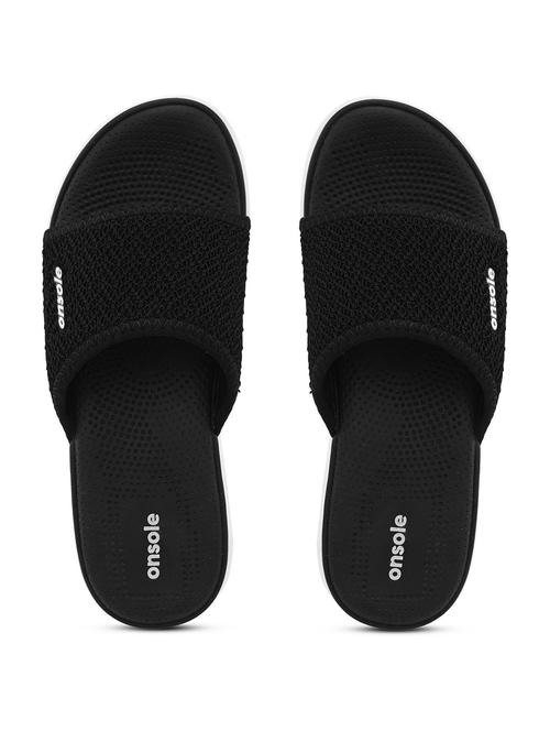 women textured black flip flops - 20519866 -  Standard Image - 0