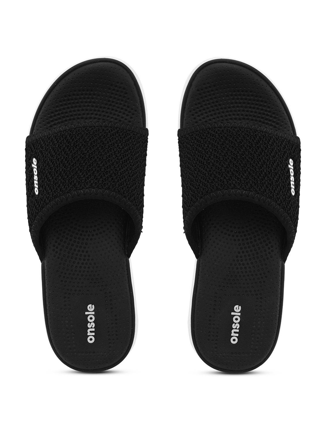 women textured black flip flops - 20519866 -  Zoom Image - 0