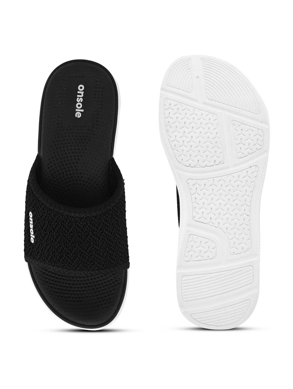 women textured black flip flops - 20519866 - Standard Image - 3