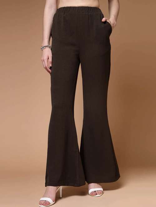 wome high rise solid bootcut trouser - 20520242 - Standard Image - 0