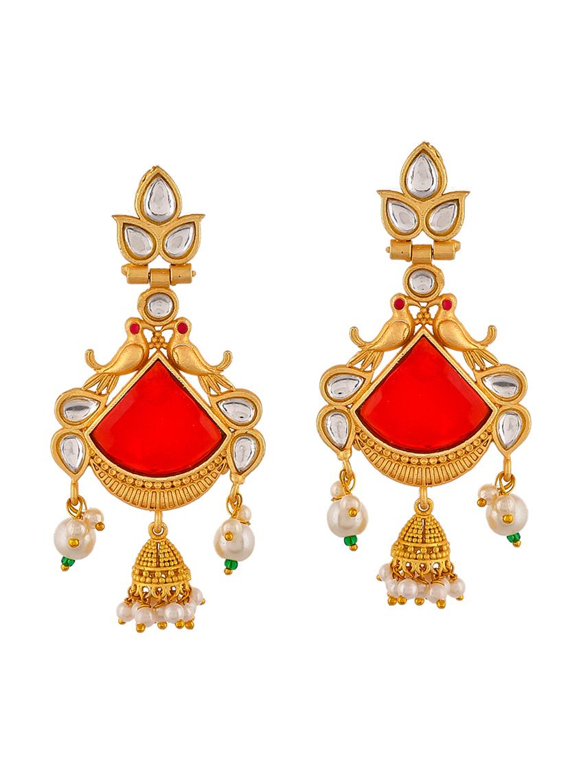 gold plated brass drop earring - 20520263 -  Zoom Image - 0
