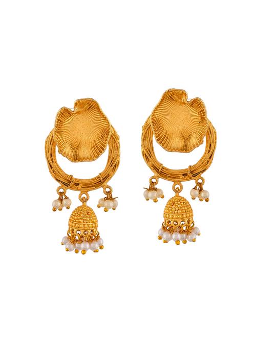 gold plated handcrafted jhumka earrings - 20520264 - Standard Image - 0