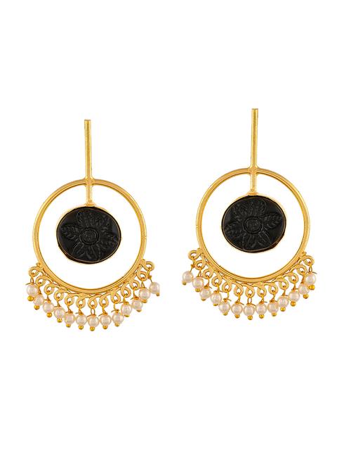 gold plated brass drop earring - 20520266 - Standard Image - 0