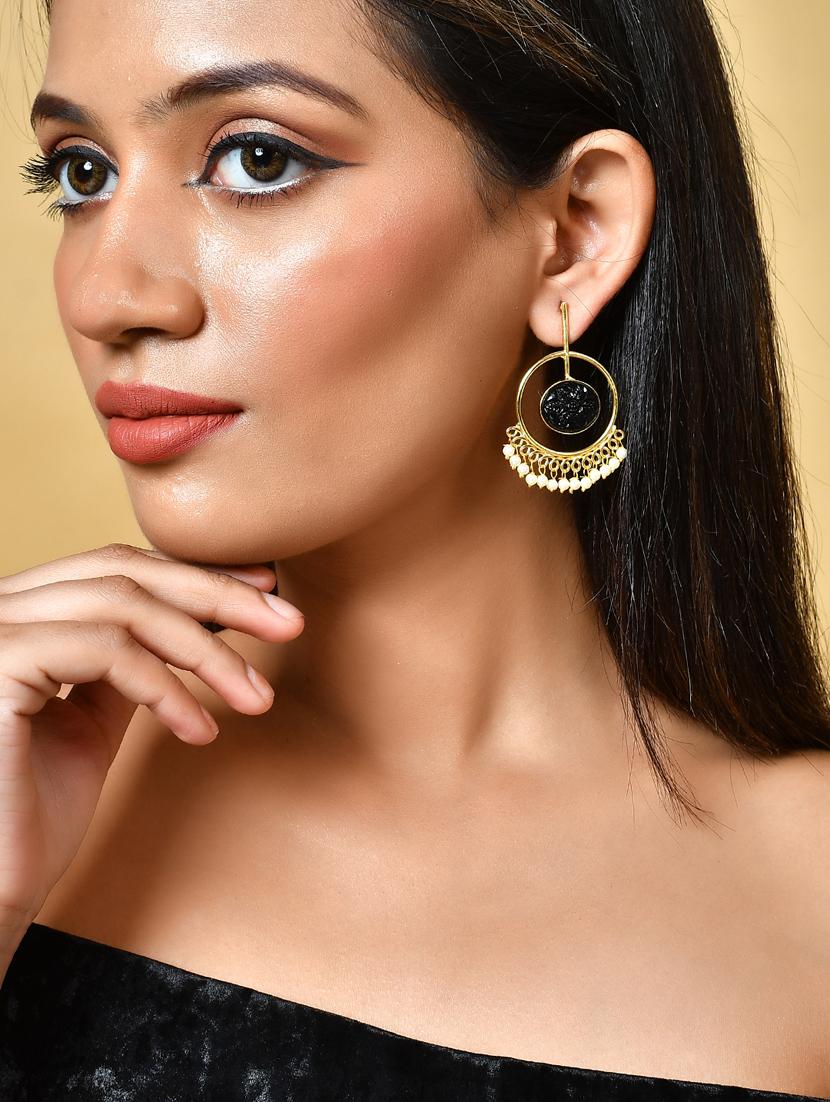 gold plated brass drop earring - 20520266 - Standard Image - 3