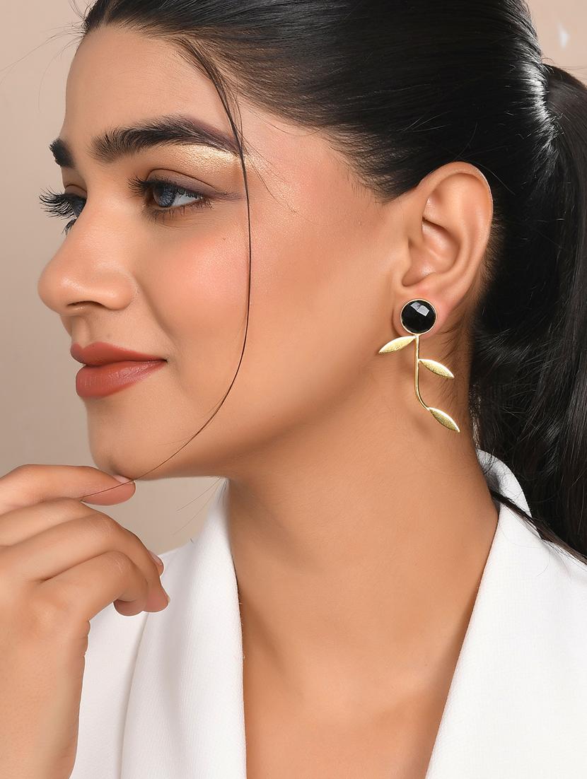 black brass drop earring - 20520273 - Standard Image - 3