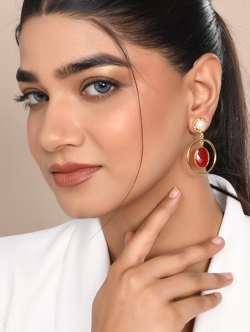 red brass drop earring - 20520274 - Standard Image - 3