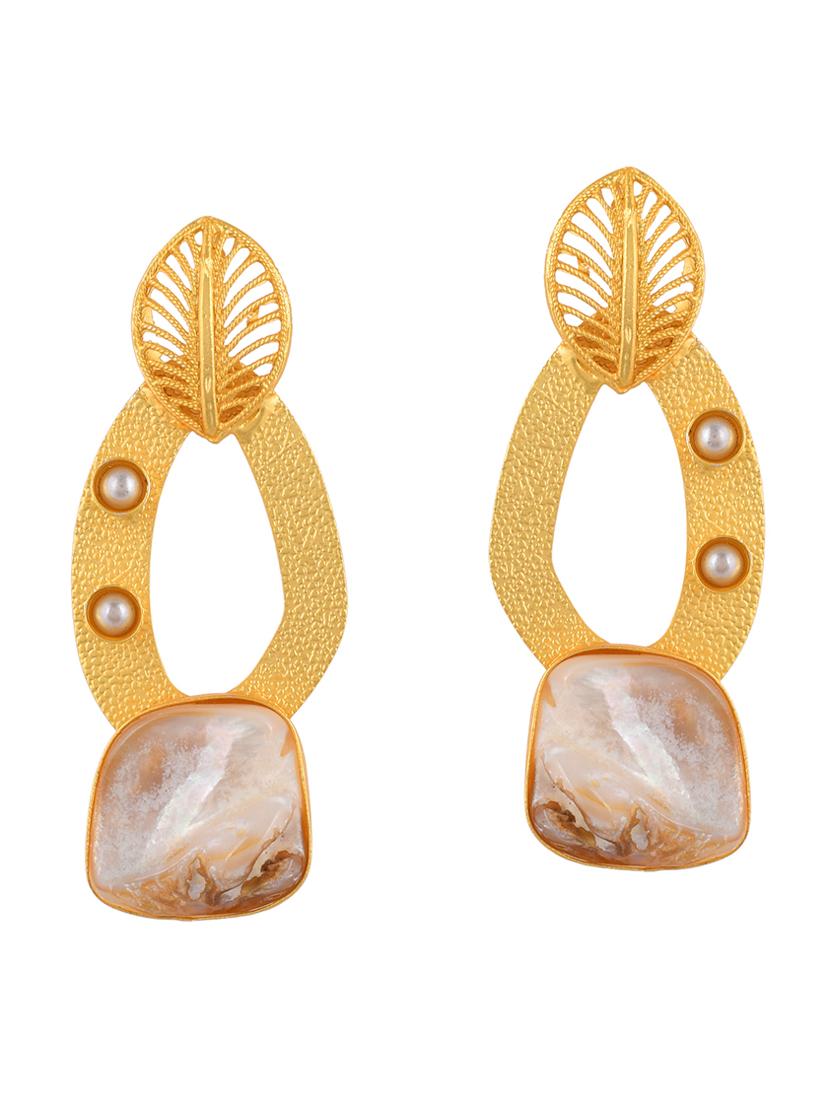gold brass drop earring - 20520280 -  Zoom Image - 0