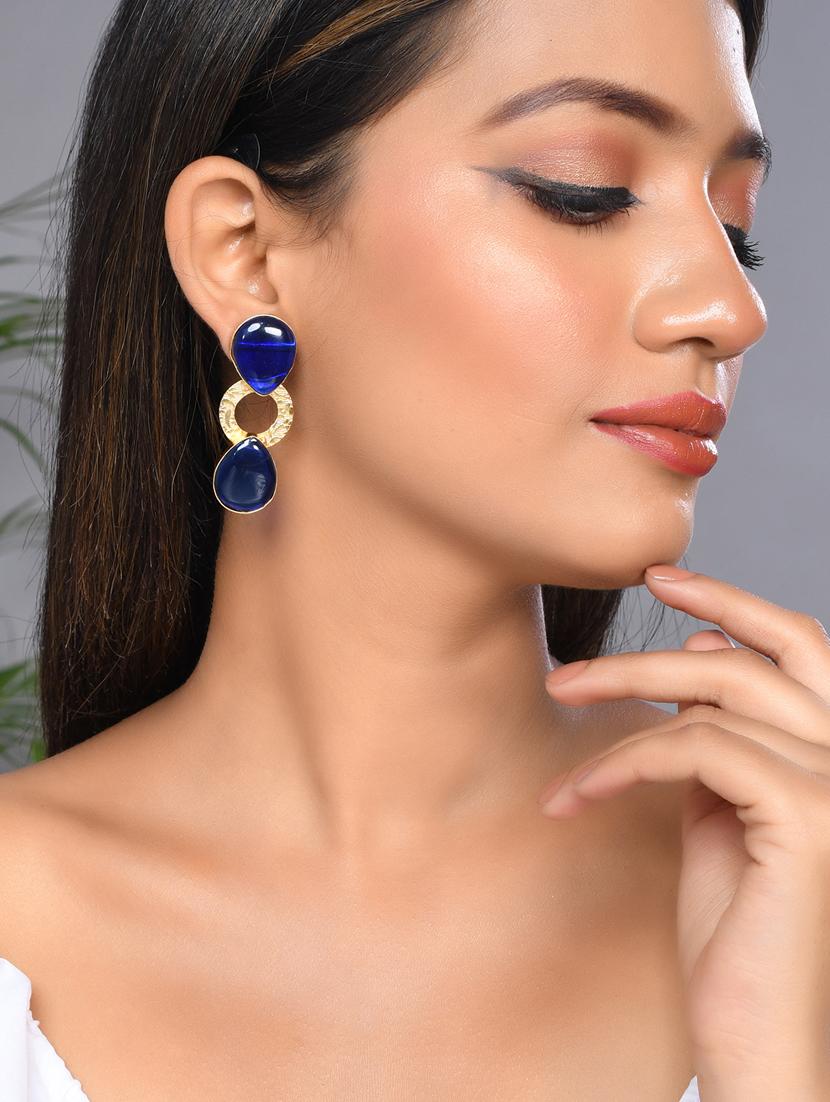 blue brass drop earring - 20520282 - Standard Image - 3