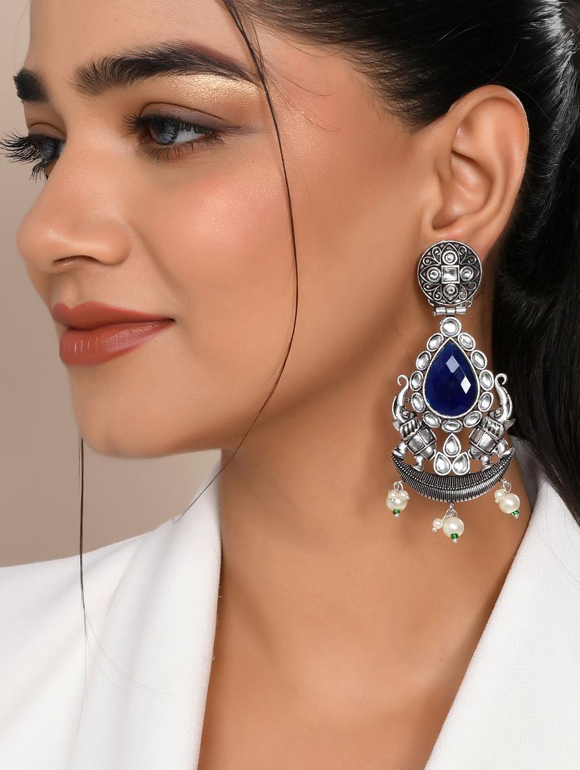 blue brass drop earring - 20520283 - Standard Image - 3