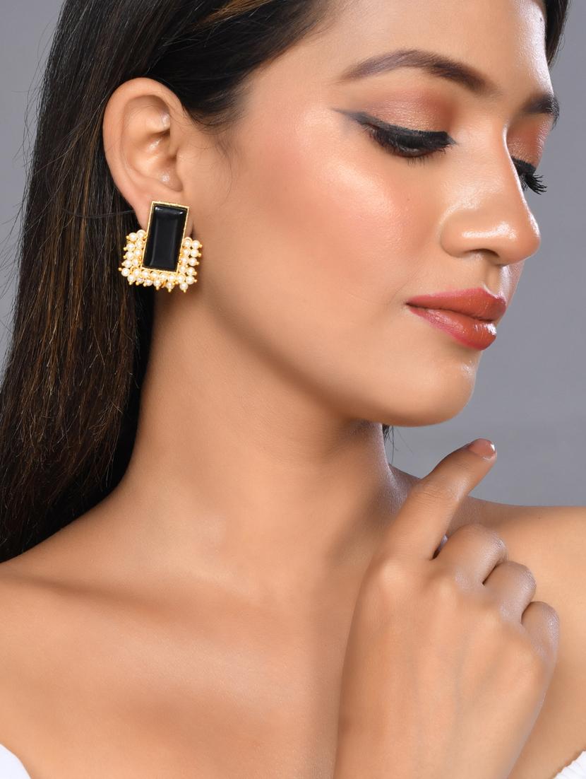 black brass drop earring - 20520284 - Standard Image - 3