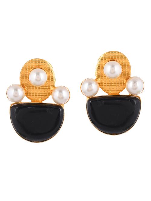 gold plated pearl stud earring - 20520286 - Standard Image - 0