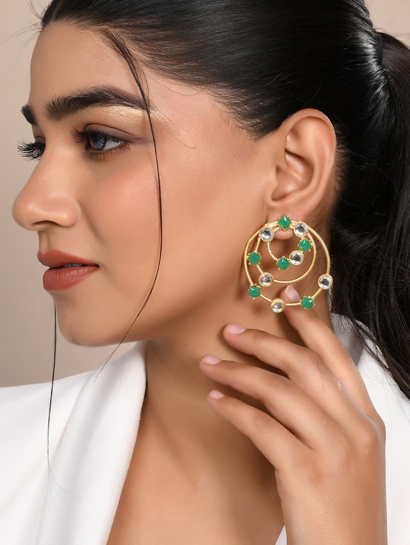 green brass drop earring - 20520288 - Standard Image - 3