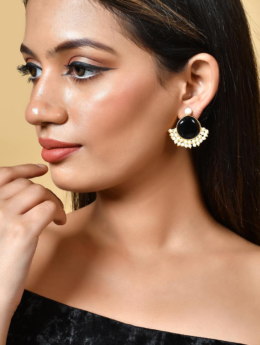 black brass studs earring - 20520290 - Standard Image - 3