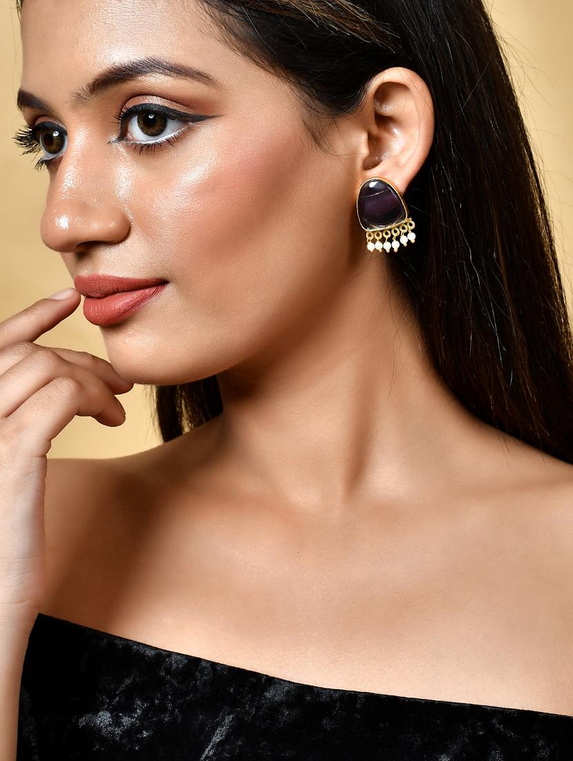 purple brass studs earring - 20520291 - Standard Image - 3