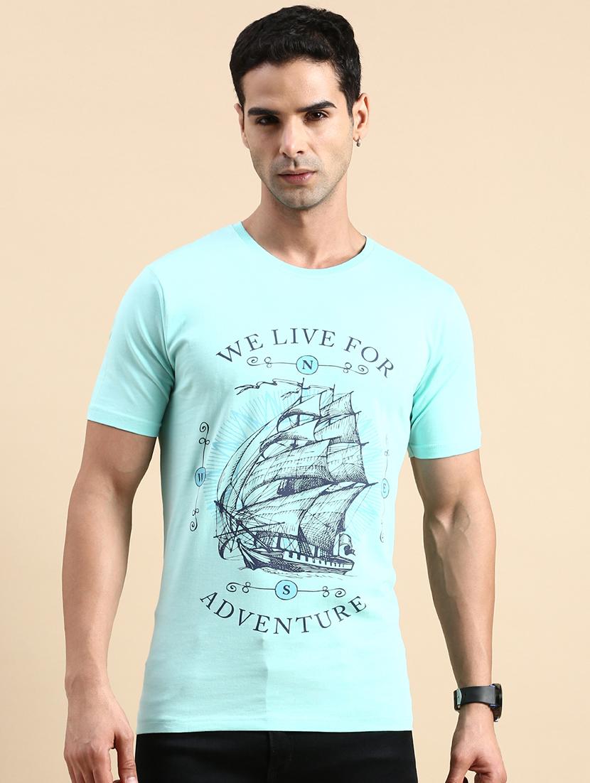 men round neck front print t-shirt - 20520495 - Zoom Image - 0