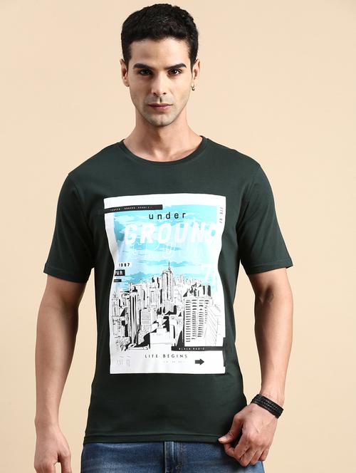 men round neck front print t-shirt - 20520498 - Standard Image - 0