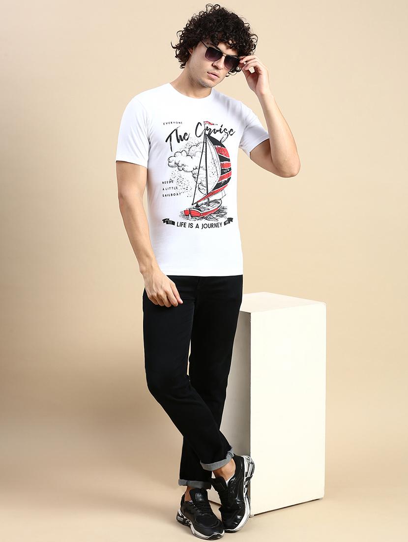 men round neck front print t-shirt - 20520673 - Standard Image - 3