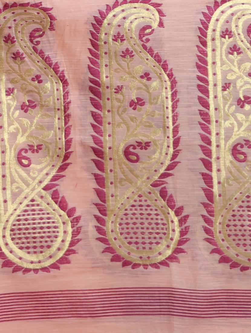 women's self design peach colored saree with blouse - 20522122 - Standard Image - 5