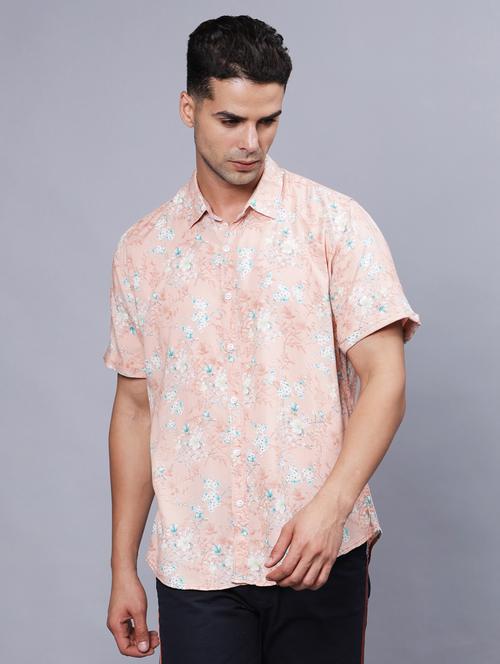 peach floral printed casual shirt - 20522370 -  Standard Image - 0