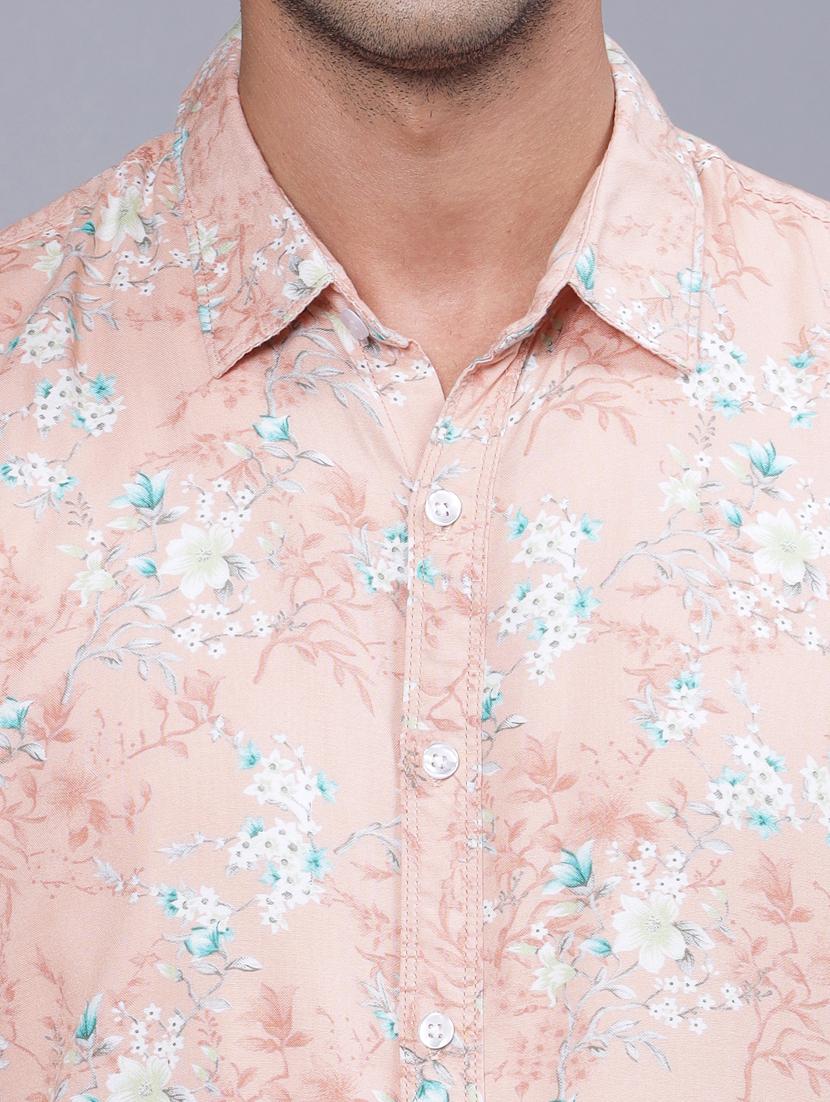 peach floral printed casual shirt - 20522370 - Standard Image - 3