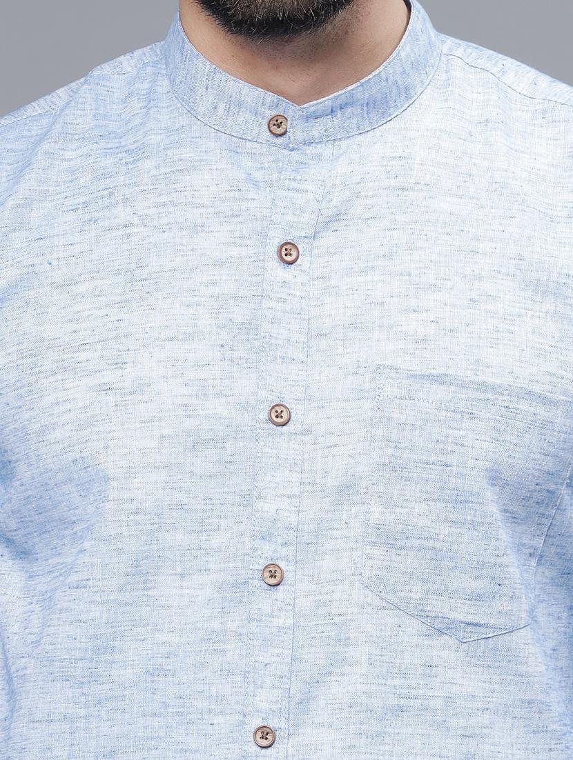 light blue linen casual shirt - 20522404 - Standard Image - 3