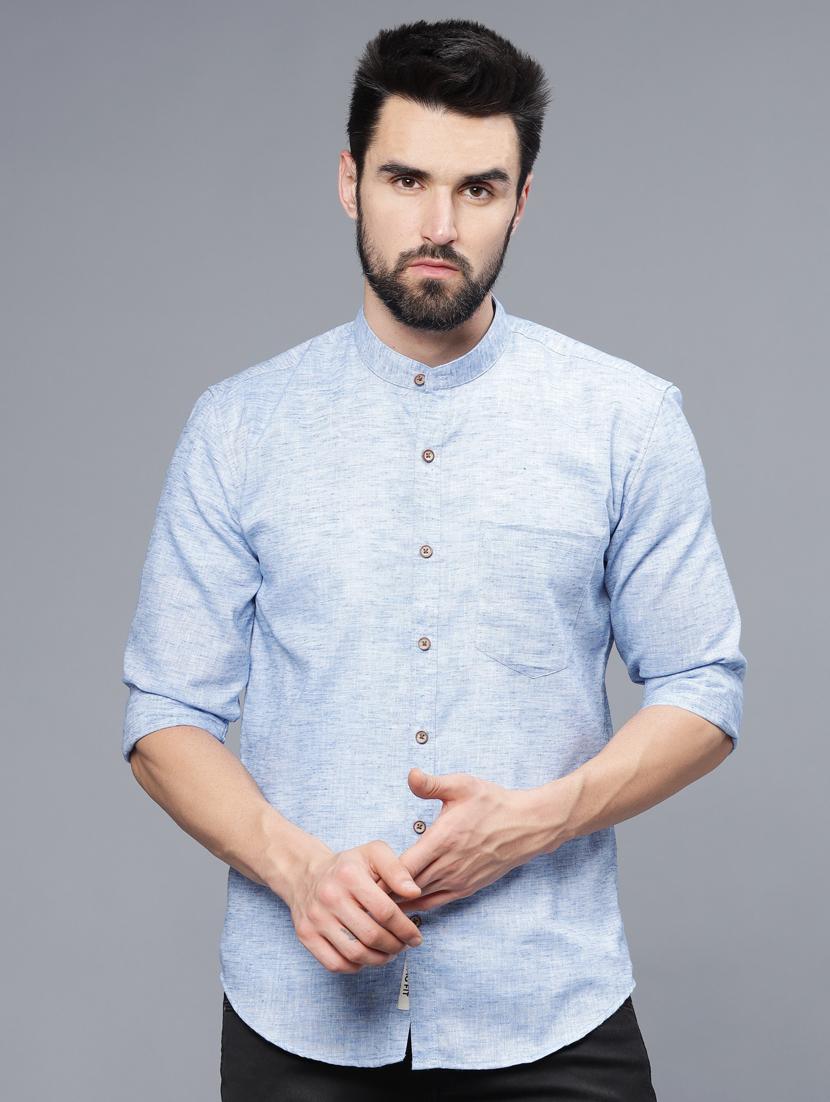 light blue linen casual shirt - 20522405 - Zoom Image - 0