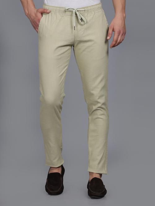 men beige linen casual trouser - 20522454 - Standard Image - 0