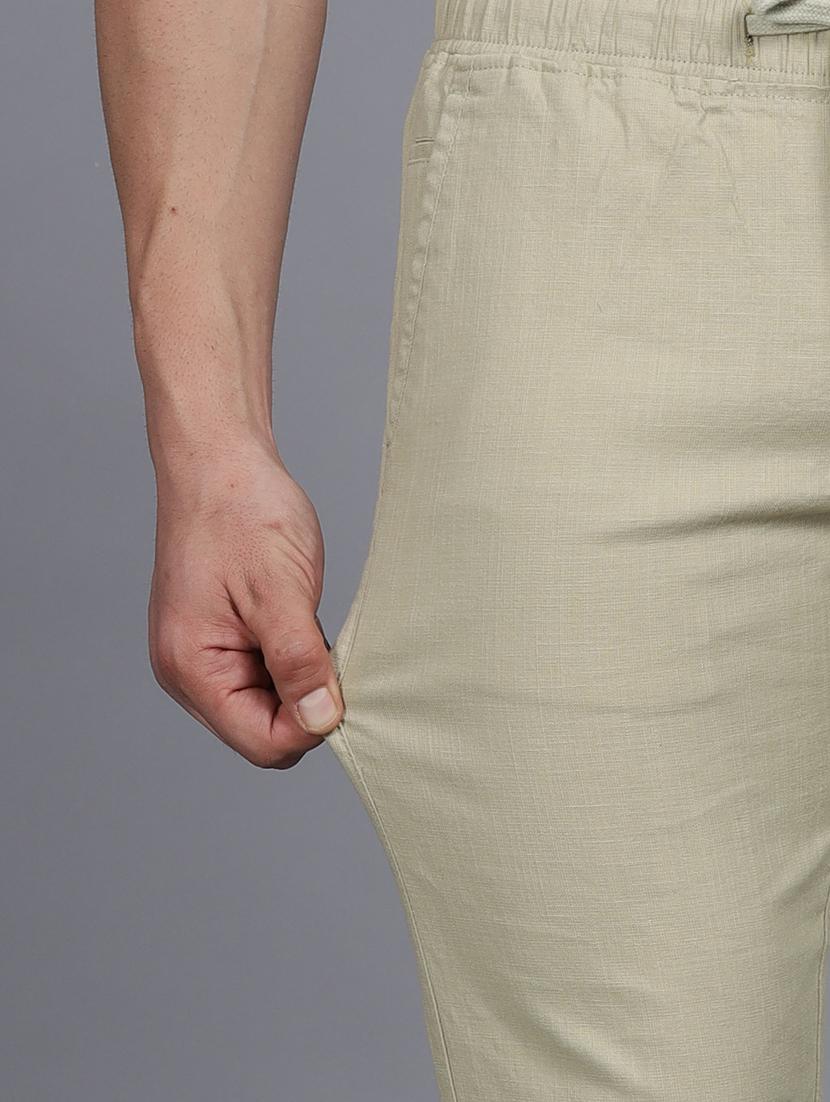 men beige linen casual trouser - 20522454 - Standard Image - 5