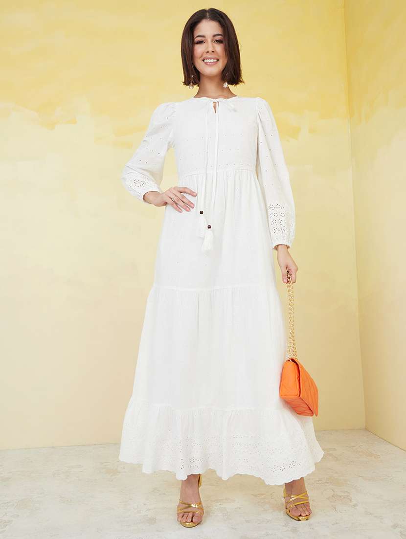 women white cotton maxi dress - 20533360 -  Zoom Image - 0
