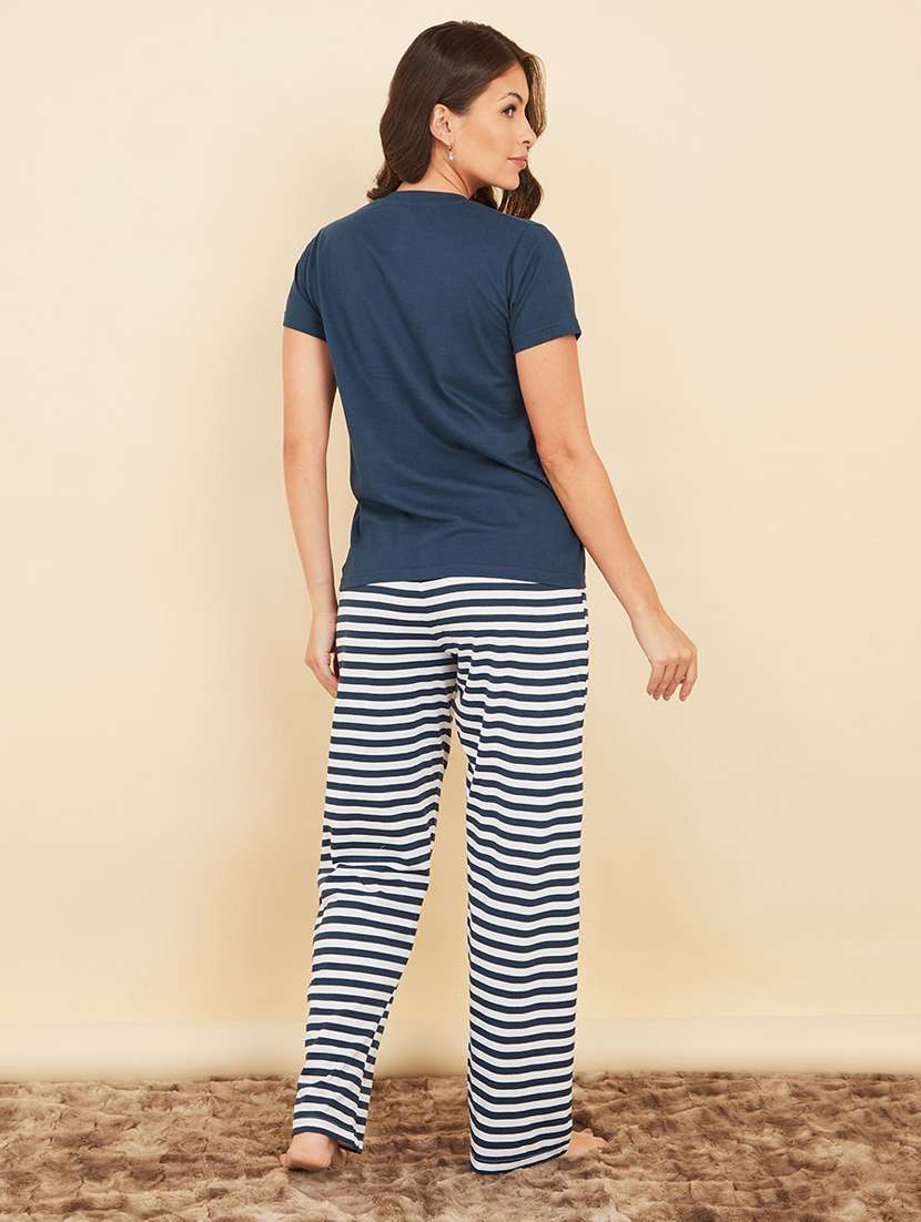 women striped nightwear pyjama set   - 20533524 -  Standard Image - 3