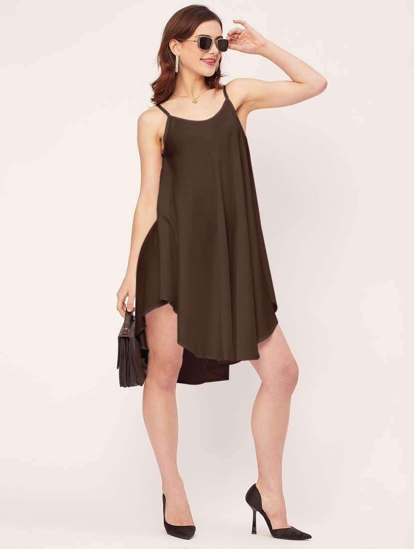 women solid sleevless asymmetric dress - 20533724 -  Zoom Image - 0