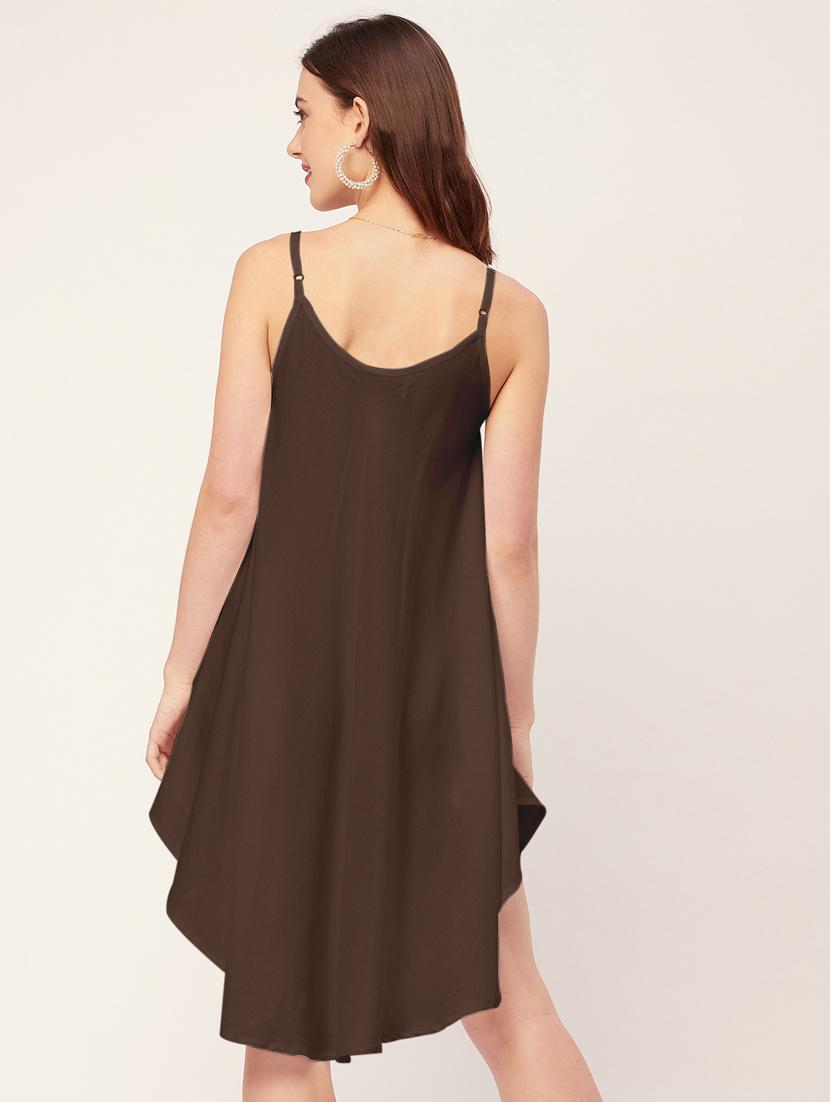 women solid sleevless asymmetric dress - 20533724 - Standard Image - 3
