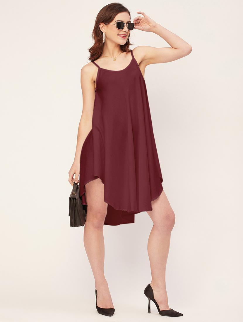 women solid sleevless asymmetric dress - 20533726 - Zoom Image - 0