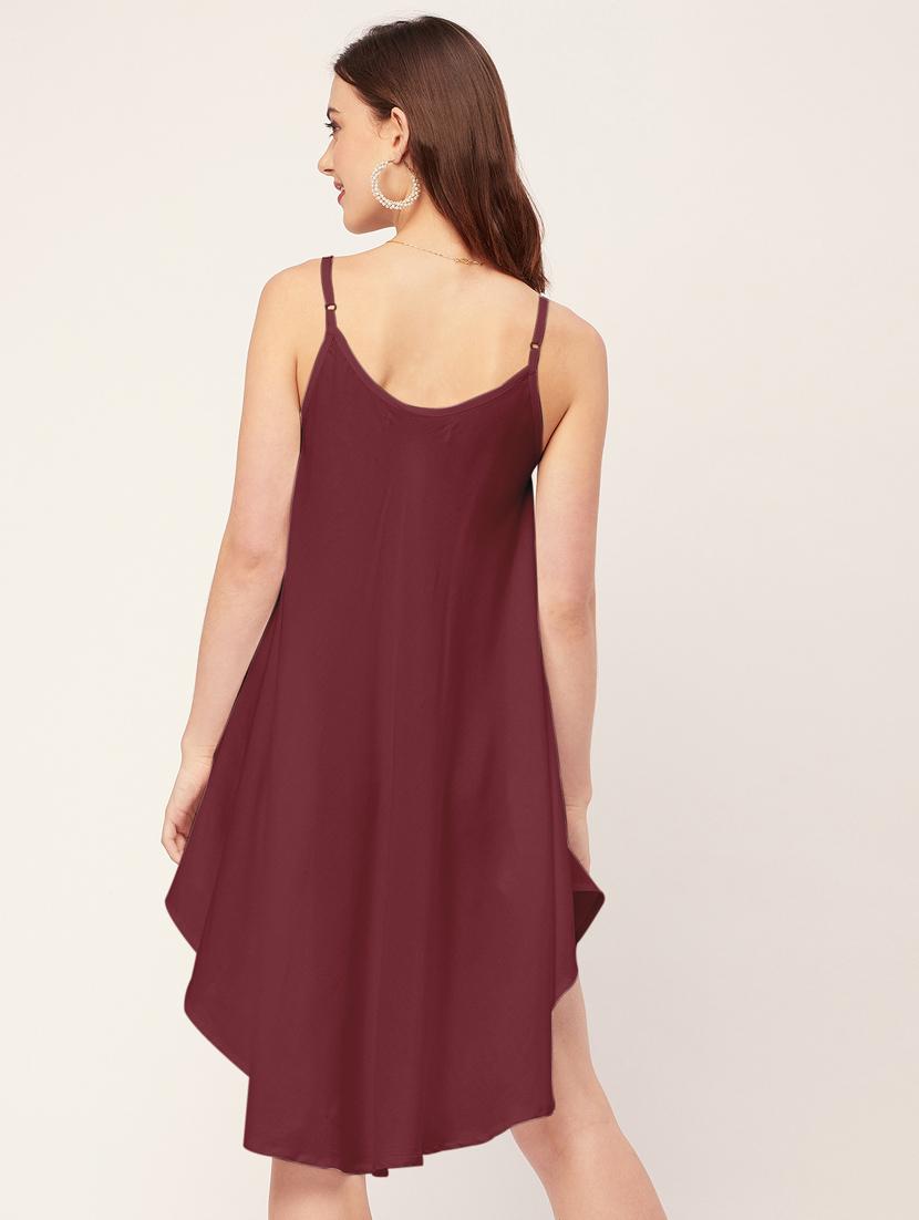 women solid sleevless asymmetric dress - 20533726 - Standard Image - 3