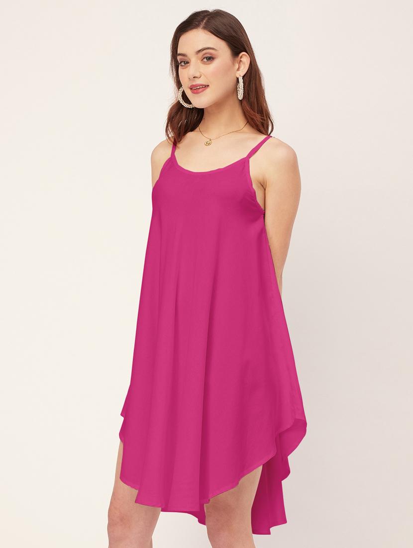 women solid sleevless asymmetric dress - 20533727 - Standard Image - 3